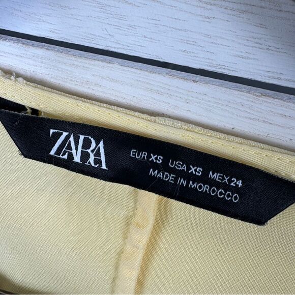 Zara Button Front Tie Waist Shirt Dress Yellow XS Cap Sleeve - Picture 12 of 14